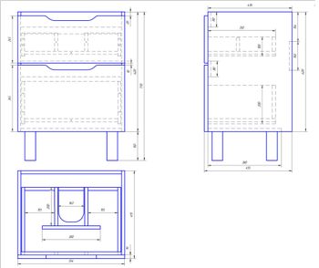 Тумба Q PLUS, 60 см, подвесная/напольная, 2 ящика, с опорами, белый глянец — фото 6, Тумбы под раковину