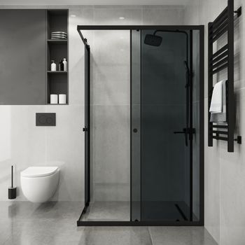 Душевое ограждение Niagara Eco NG-1129-14QT (120х90х190) прямоугольник,раздвижное,черный,стекло тони — фото 2, Прямоугольные душевые уголки