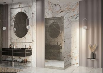 Душевая перегородка Ambassador Walk-in 90х200 15033123 профиль Хром стекло зеркальное — фото 3, Душевые перегородки