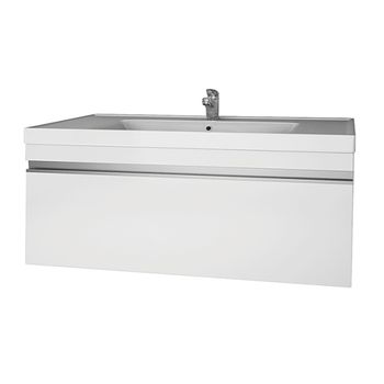 Тумба GRACE, 90 см, подвесная, 1 ящик, белый глянец — фото 1, Тумбы под раковину