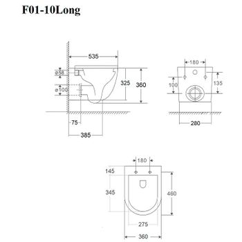 Унитаз Bond Oval F01-10Long подвесной с сиденьем Микролифт — фото 5, Подвесные унитазы
