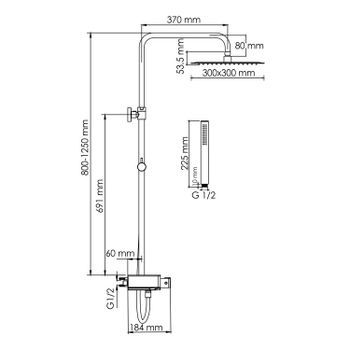 A114.162.217.CB Thermo Душевой комплект с термостатическим смесителем — фото 2, Душевые стойки