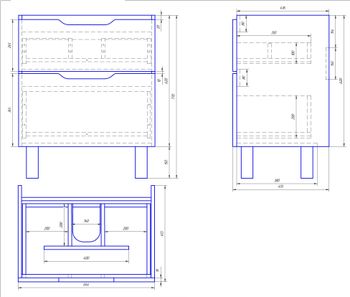 Тумба Q PLUS, 70 см, подвесная/напольная, 2 ящика, с опорами, белый глянец — фото 6, Тумбы под раковину