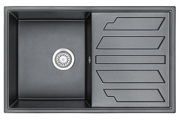 Granula-8002, ШВАРЦ (чёрный металлик), кухонная мойка, кварц — фото 1, Кухонные мойки