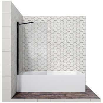 Шторка на ванну Ambassador Bath Screens 70х140 16041206 профиль Черный стекло прозрачное — фото 1, Неподвижные шторки для ванной