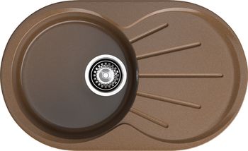 GRANFEST Мойка RONDO 750L 1-чаша+крыло 750*460мм топаз арт.GF- — фото 2, Кухонные мойки