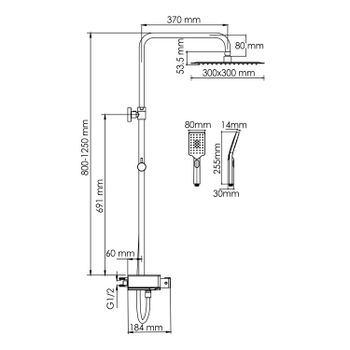 A114.162.130.CB Thermo Душевой комплект с термостатическим смесителем — фото 6, Душевые стойки
