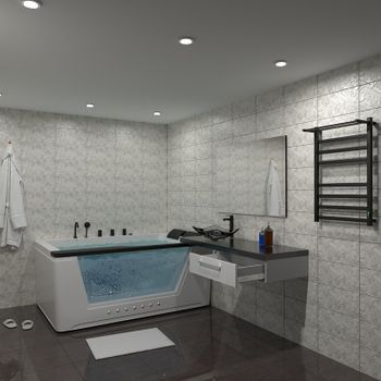 Электрический полотенцесушитель Маргроид 8110 профильный 810x500 8110-8050-5179-9005 с полкой Черный — фото 6, Электрические полотенцесушители