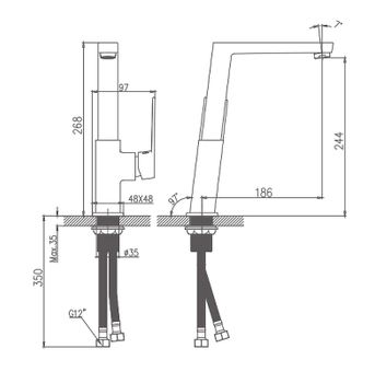 Смеситель для кухни Haiba HB70191 Хром — фото 2, Смесители для кухни