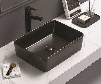 Раковина-чаша CeramaLux 48 7050MB Черная матовая — фото 2, Раковины накладные