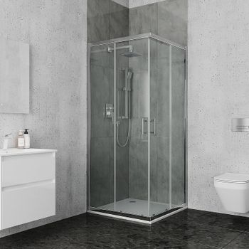 Душевой уголок Ambassador Kingston 90х90 14011102 профиль Хром стекло прозрачное — фото 8, Квадратные душевые уголки