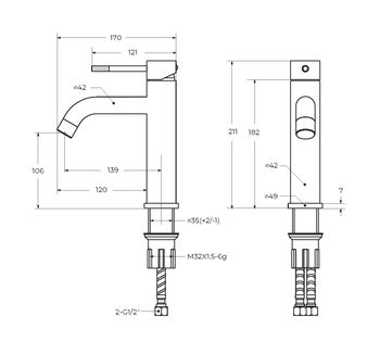 Смеситель для раковины с донным клапаном CEZARES RELAX-LS1-GM — фото 4, Смесители для раковины