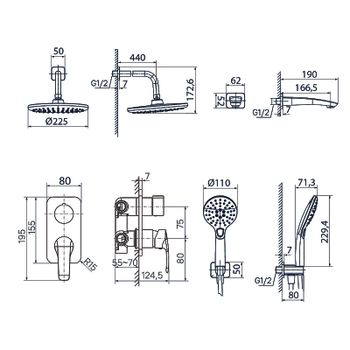 Душевая система Iddis Ray RAYBL03i68 Черная матовая — фото 6, Встраиваемые душевые комплекты