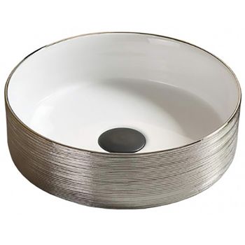 Раковина CeramaLux 37 C1054 Серебряная — фото 1, Раковины накладные