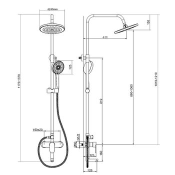 Душевая система Bond B01-9188 Черная матовая — фото 10, Душевые стойки