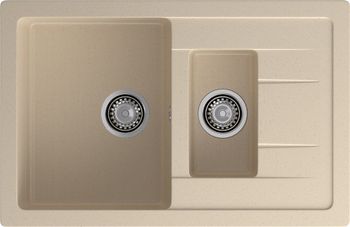 GRANFEST Мойка QUADRO 775KL 1,5-чаши+крыло 765*495мм кашемир арт.GF- — фото 2, Кухонные мойки