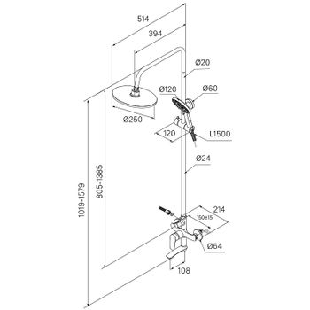 Душевая система Milardo Rora RORBL4FM06 Черная матовая — фото 5, Душевые стойки