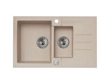 Мойка для кухни ROCK 70 GRANITAL CARBON-G91 780x480x180;1+1/2 с сифоном 1105299, — фото 1, Кухонные мойки