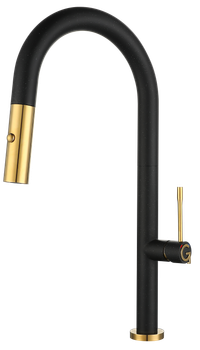 Rivelato Смеситель для кухни Asti U-обр. с выдвижной лейкой D-35мм nero oro арт. — фото 1, Смесители для кухни