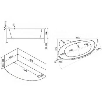 Акриловая ванна Bas Сагра 160x100 L В 00031 без гидромассажа — фото 2, Акриловые ванны