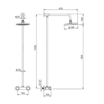 Душевая система Ledeme 2394L Хром — фото 2, Душевые стойки