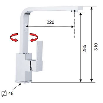 Смеситель для кухни Remer Qubica Q42U Хром — фото 2, Смесители для кухни