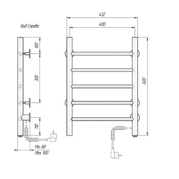 Электрический полотенцесушитель Domoterm Классик DMT 109-5 40x60 EKR Черный матовый — фото 3, Электрические полотенцесушители