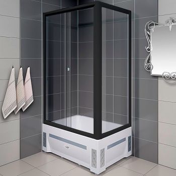 Душевой уголок Radomir Верчелли 120x80 L 1-03-6-1-0-0130 профиль Черный стекло прозрачное — фото 1, Прямоугольные душевые уголки