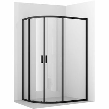 Душевой уголок Ambassador Kingston 110х80 14011210 профиль Черный стекло прозрачное — фото 1, Асимметричные душевые уголки