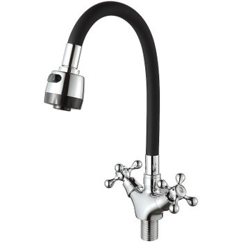 Смеситель для кухни D-Lin D153810-1T Хром Черный — фото 1, Смесители для кухни