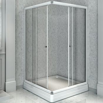 Душевой уголок Radomir 90x90 1-09-1-0-0-1180 профиль Белый стекло прозрачное — фото 1, Квадратные душевые уголки