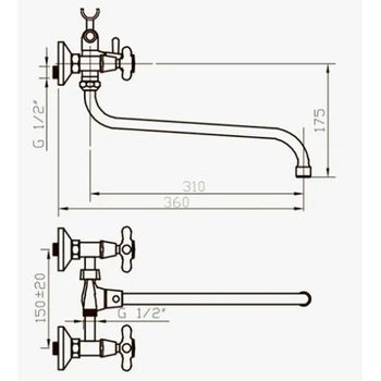 Смеситель для ванны D-Lin D140810 универсальный Хром — фото 2, Смеситель для ванны