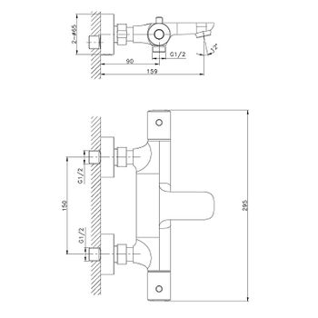 Смеситель для ванны Raiber Graceful RPB-008 с термостатом Черный матовый — фото 4, Смеситель для ванны
