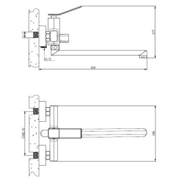 Смеситель для ванны Belz B618 B22618 универсальный Хром — фото 2, Смеситель для ванны