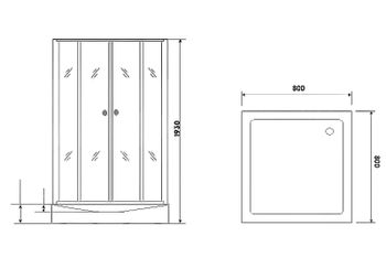 Душевой уголок Parly 80x80 ZQ8111 профиль Хром стекло прозрачное с рисунком — фото 2, Квадратные душевые уголки