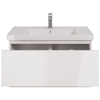 Тумба PERFECTO, 90 см, подвесная, 1 ящик, push-to-open, белый глянец — фото 6, Тумбы под раковину