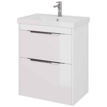 Тумба PRIME, 70 см, подвесная/напольная, 2 ящика, белый глянец — фото 1, Тумбы под раковину