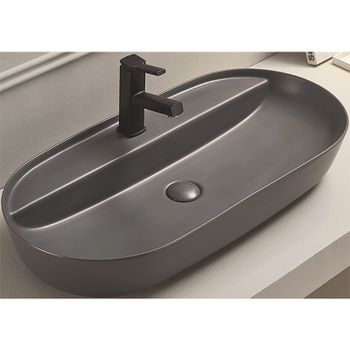 Раковина-чаша CeramaLux 80 78325MDH Серая матовая — фото 2, Раковины накладные