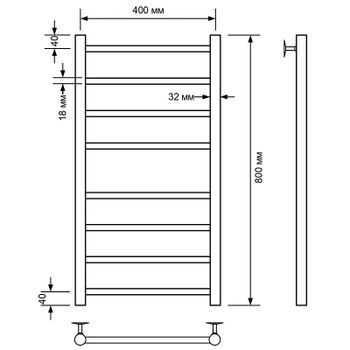 Водяной полотенцесушитель Comfysan Luce W-8 80x40 013448 Черный матовый — фото 2, Водяные полотенцесушители