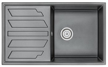 Granula-8601, ШВАРЦ (чёрный металлик), кухонная мойка, кварц — фото 1, Кухонные мойки