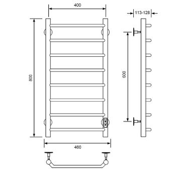Электрический полотенцесушитель Comfysan Scola EC-8 80x40 016968 Черный матовый — фото 2, Электрические полотенцесушители