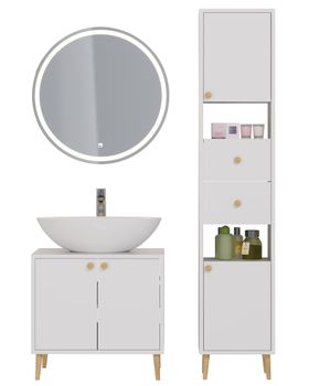 Тумба LUNO, 60см, напольная, 2дв., белый глянец, под ум. Триумф — фото 12, Тумбы под раковину