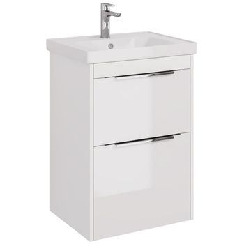 Тумба PRIME, 60 см, подвесная/напольная, 2 ящика, белый глянец — фото 7, Тумбы под раковину