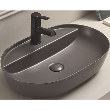 Раковина-чаша CeramaLux 62 78325XMDH Серая матовая — фото 1, Раковины накладные