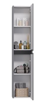 Пенал Luxury 35см, подвесной/напольный, универсальный , 2 дверцы, 2 полки, серый базальт — фото 5, Пеналы для ванной комнаты