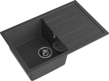 GRANFEST Мойка QUADRO 780L 1-чаша+крыло 770*495мм графит арт.GF- — фото 1, Кухонные мойки