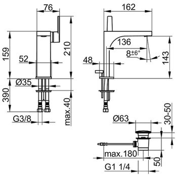Смеситель для раковины Keuco Edition 11 51102 130000 Хром черный шлифованный — фото 3, Смесители для раковины
