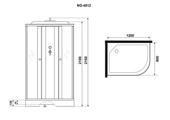 Душевая кабина Niagara Eco E120/80/13L/TN (120х80х215) низкий поддон(13см),стекло тонированное,3 мес — фото 4, Душевые кабины