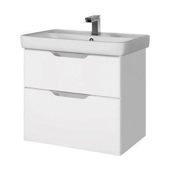 Тумба Q, 70 см, подвесная, 2 ящика, белый глянец — фото 1, Тумбы под раковину