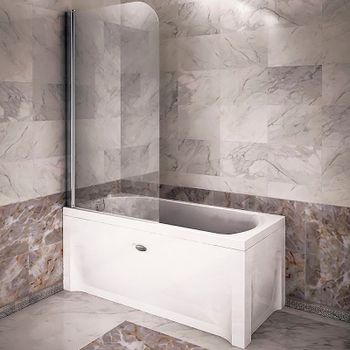 Шторка на ванну Radomir 75x140 L 1-10-0-1-0-100 профиль Хром стекло прозрачное — фото 2, Шторки для ванной распашные